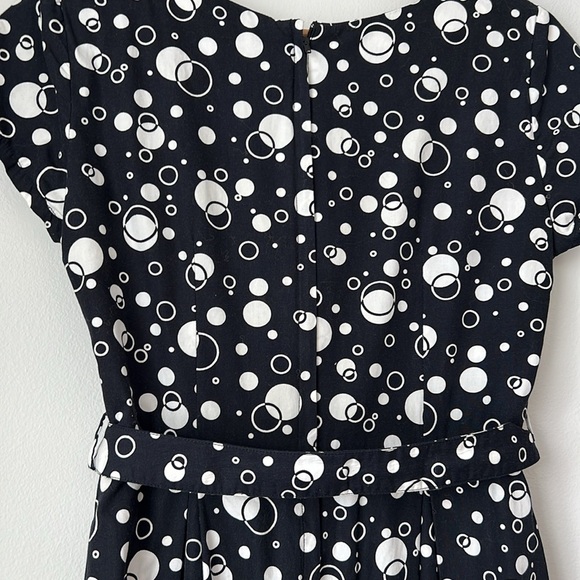 Handmade Vintage Fit and Flare Dress Black and White Circles 4 - Picture 6 of 10